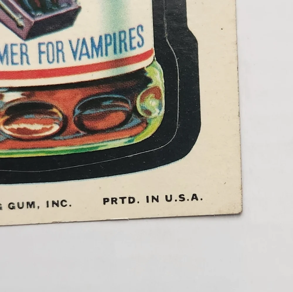 🧛RARE Tan Back Vintage 1973 Wacky Packages - Coffin-mate Sticker (Topps) 🧛‍♂️☕